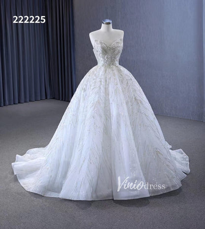 Beaded Lace Aplique Wedding Dresses Strapless Bridal Gown 222225-wedding dresses 2025 -Viniodress-Ivory-Custom Size-