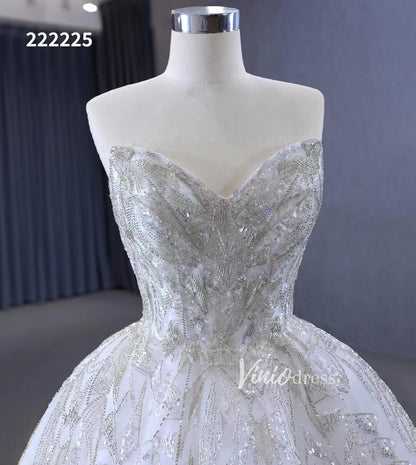 Beaded Lace Aplique Wedding Dresses Strapless Bridal Gown 222225-wedding dresses 2025 -Viniodress-Ivory-Custom Size-