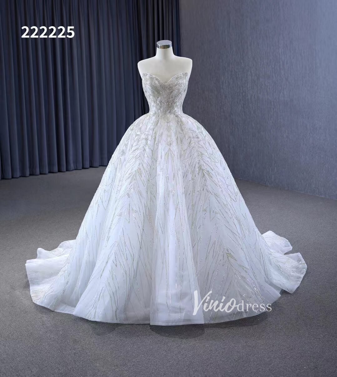 Beaded Lace Aplique Wedding Dresses Strapless Bridal Gown 222225-wedding dresses 2025 -Viniodress-Ivory-Custom Size-