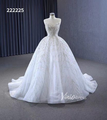 Beaded Lace Aplique Wedding Dresses Strapless Bridal Gown 222225-wedding dresses 2025 -Viniodress-Ivory-Custom Size-