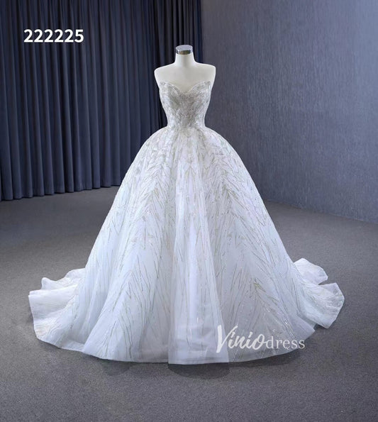 Beaded Lace Aplique Wedding Dresses Strapless Bridal Gown 222225-wedding dresses 2025 -Viniodress-Ivory-Custom Size-