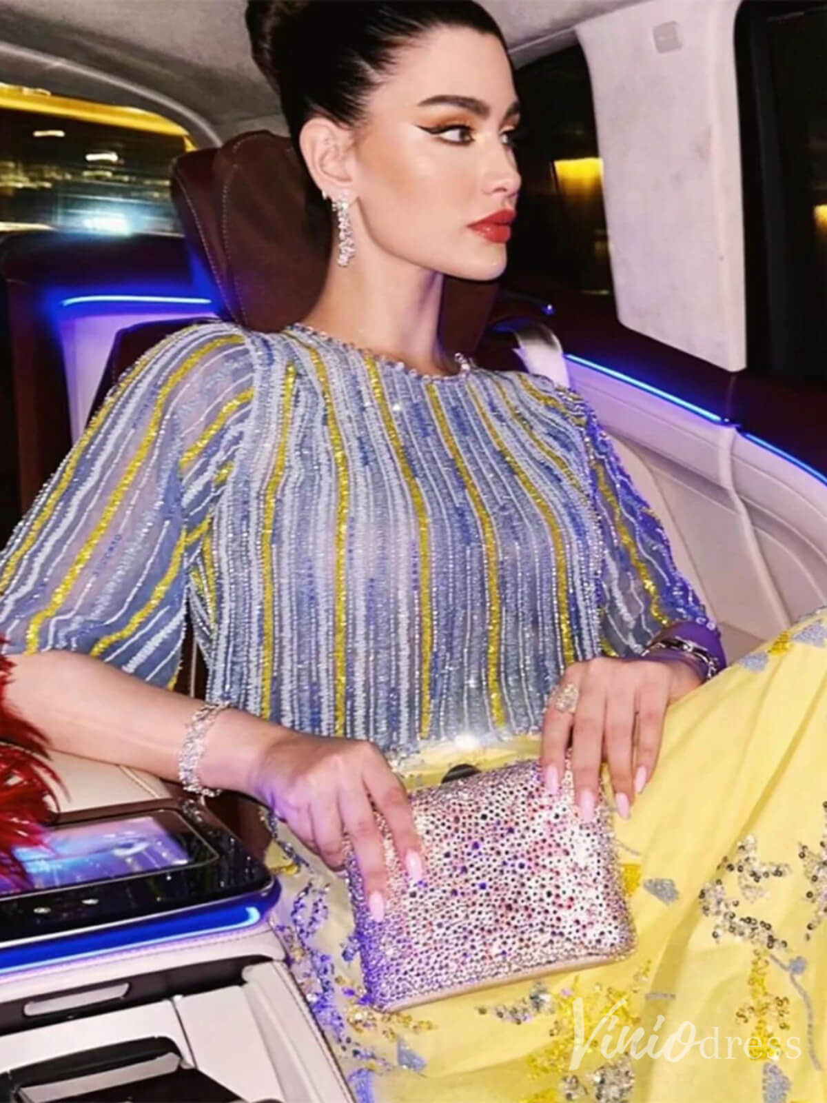 Beaded Lace Gold Two Piece Prom Dress Formal Mother of the Bride Dress FD2672-Evening Dresses 2025 -Viniodress-Gold-US 2-