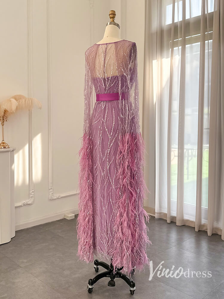 Beaded Lace Mermaid Evening Dresses Extra Long Sleeve Mother of the Bride Dress AD1158-Evening Dresses 2025 -Viniodress-Champagne-US 2-