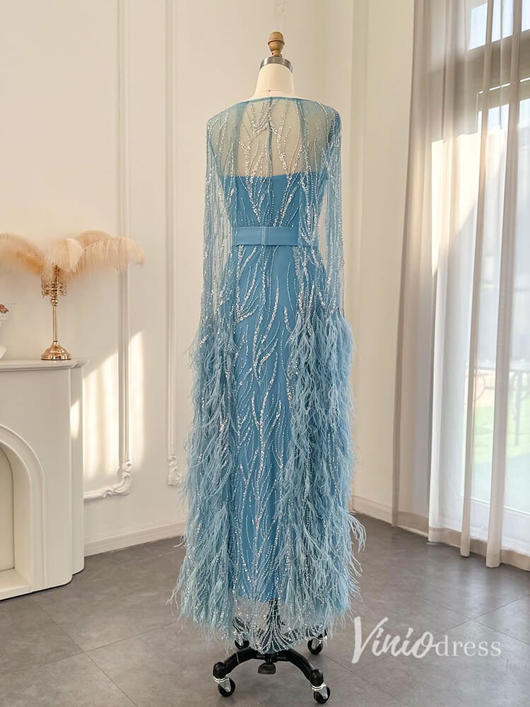 Beaded Lace Mermaid Evening Dresses Extra Long Sleeve Mother of the Bride Dress AD1158-Evening Dresses 2025 -Viniodress-Champagne-US 2-