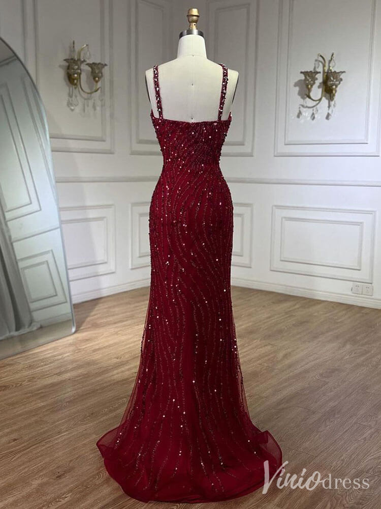 Beaded Lace Mermaid Prom Dresses Spaghetti Strap 20s Pageant Dress 20230-Evening Dresses 2025 -Viniodress-Green-US 2-