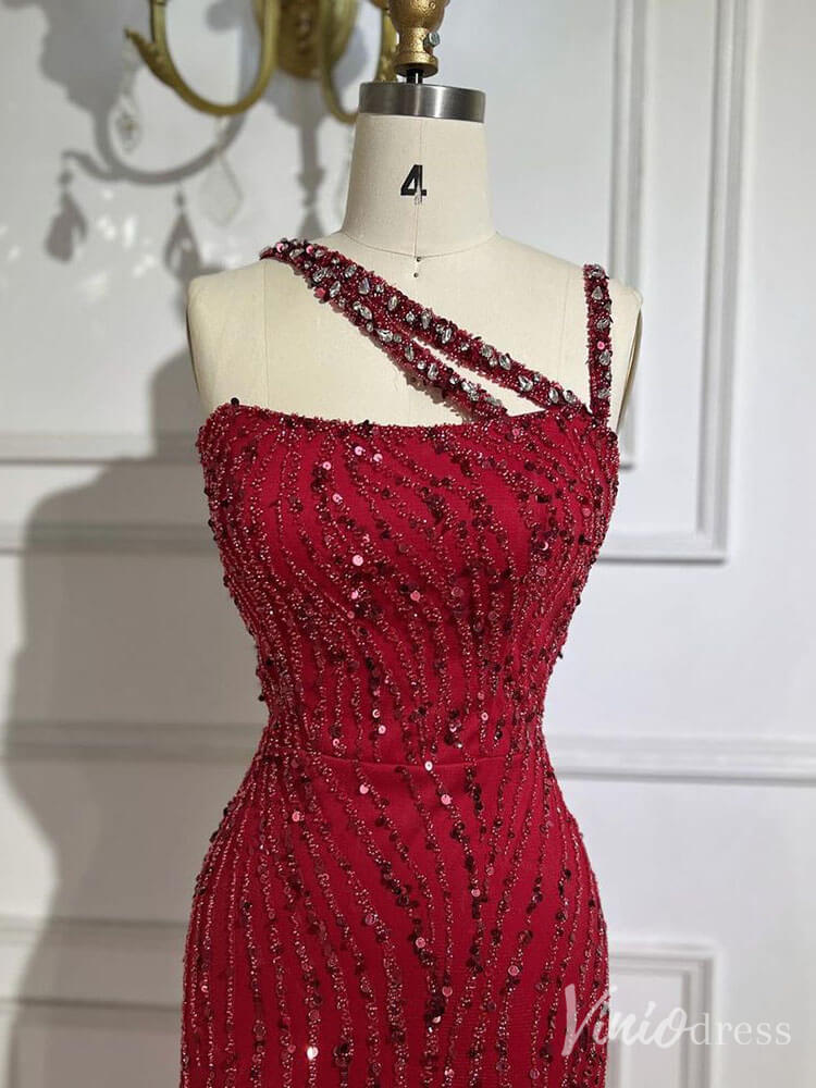 Beaded Lace Mermaid Prom Dresses Spaghetti Strap 20s Pageant Dress 20230-Evening Dresses 2025 -Viniodress-Green-US 2-