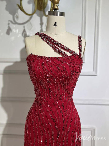 Beaded Lace Mermaid Prom Dresses Spaghetti Strap 20s Pageant Dress 20230-Evening Dresses 2025 -Viniodress-Green-US 2-