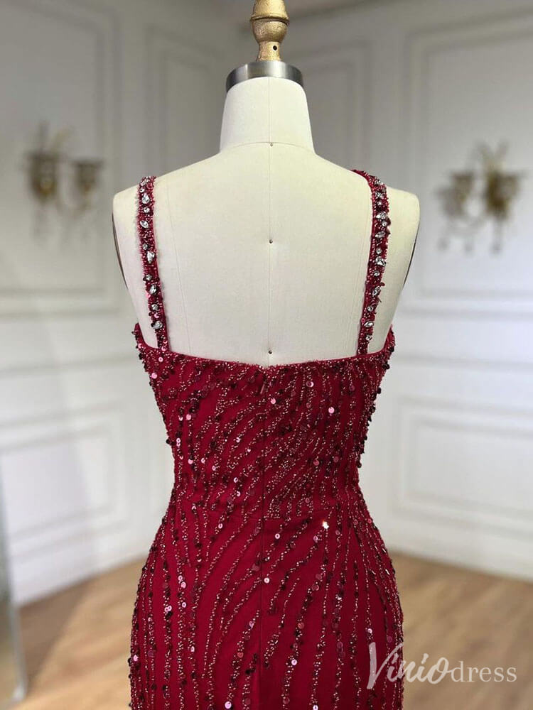 Beaded Lace Mermaid Prom Dresses Spaghetti Strap 20s Pageant Dress 20230-Evening Dresses 2025 -Viniodress-Green-US 2-