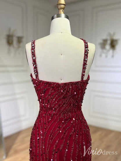 Beaded Lace Mermaid Prom Dresses Spaghetti Strap 20s Pageant Dress 20230-Evening Dresses 2025 -Viniodress-Green-US 2-