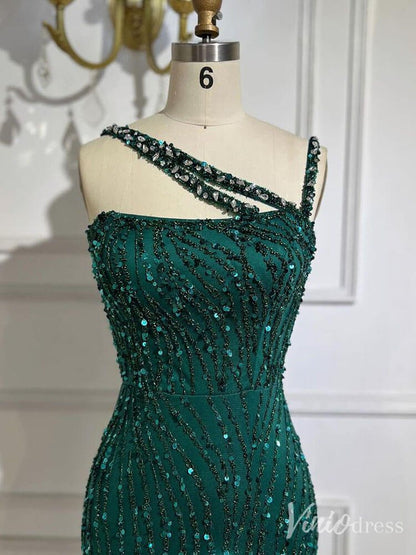 Beaded Lace Mermaid Prom Dresses Spaghetti Strap 20s Pageant Dress 20230-Evening Dresses 2025 -Viniodress-Green-US 2-