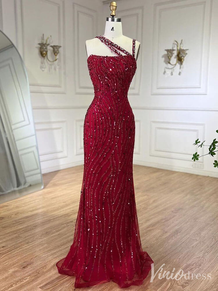 Beaded Lace Mermaid Prom Dresses Spaghetti Strap 20s Pageant Dress 20230-Evening Dresses 2025 -Viniodress-Green-US 2-