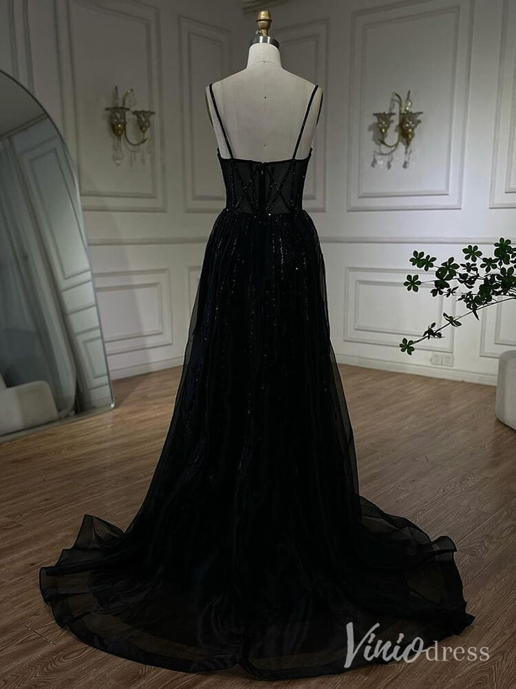 Beaded Lace Mermaid Prom Dresses with Overskirt Spaghetti Strap Pageant Dress AD1232-Evening Dresses 2025 -Viniodress-Mauve-US 2-
