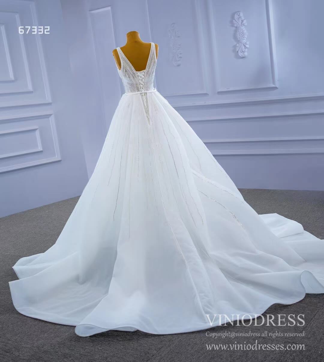 Beaded Lace Mermaid Wedding Dresses with Removable Overskirt Viniodress 67332-wedding dresses 2025 -Viniodress-As Picture-Custom Size-