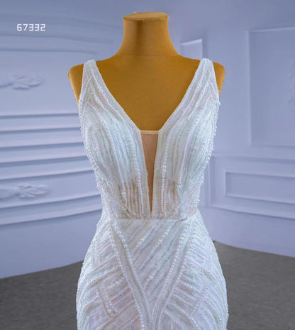 Beaded Lace Mermaid Wedding Dresses with Removable Overskirt Viniodress 67332-wedding dresses 2025 -Viniodress-As Picture-Custom Size-