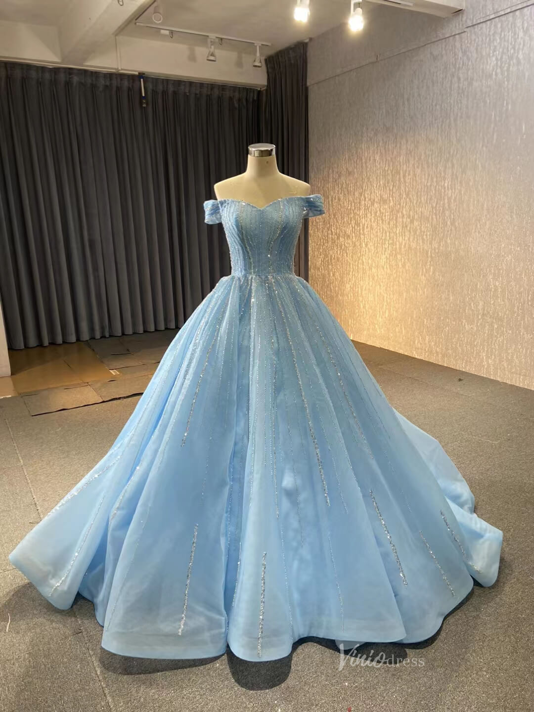 Beaded Lavender Cinderella Ball Gowns Removable Sleeves Quince Dresses 67571-Quinceanera Dresses 2025 -Viniodress-Lavender-Custom Size-