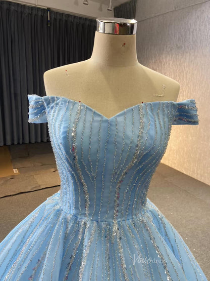 Beaded Lavender Cinderella Ball Gowns Removable Sleeves Quince Dresses 67571-Quinceanera Dresses 2025 -Viniodress-Lavender-Custom Size-