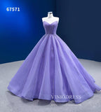 Beaded Lavender Cinderella Ball Gowns Removable Sleeves Quince Dresses 67571-Quinceanera Dresses-Viniodress-Viniodress