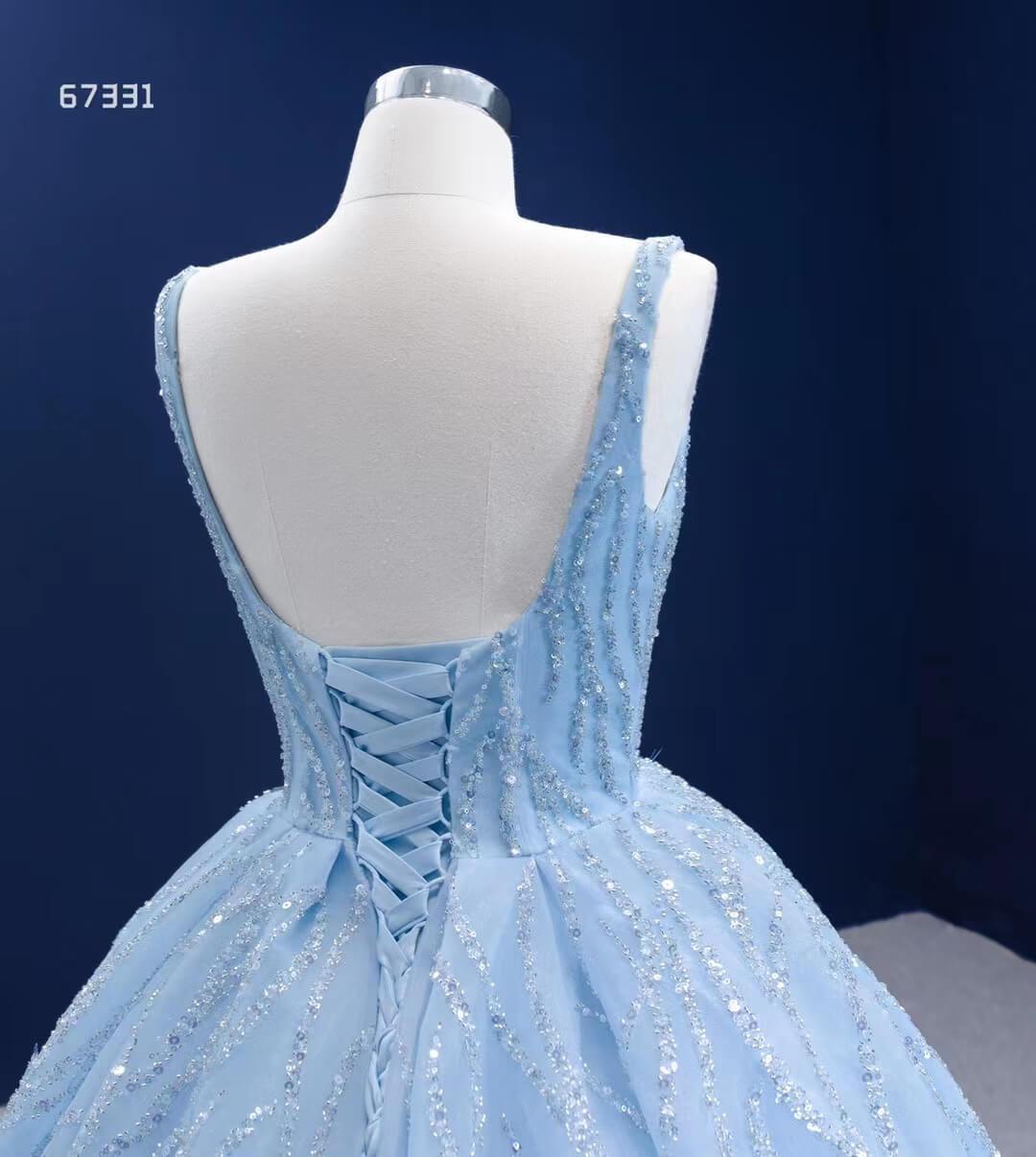 Beaded Light Blue Ball Gown Quince Dress 67331 viniodress-Quinceanera Dresses 2025 -Viniodress-Light Blue-Custom Size-