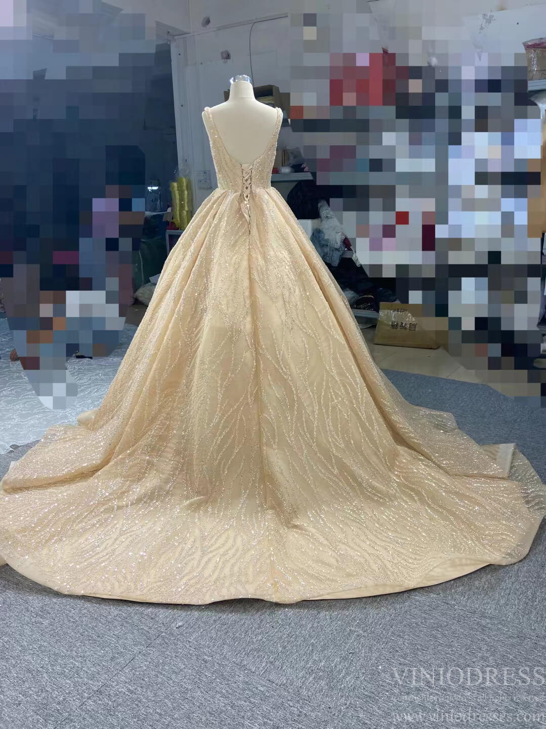 Beaded Light Blue Ball Gown Quince Dress 67331 viniodress-Quinceanera Dresses 2025 -Viniodress-Light Blue-Custom Size-