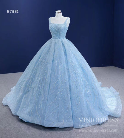 Beaded Light Blue Ball Gown Quince Dress 67331 viniodress-Quinceanera Dresses 2025 -Viniodress-Light Blue-Custom Size-