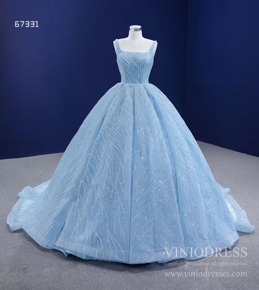 Beaded Light Blue Ball Gown Quince Dress 67331 viniodress-Quinceanera Dresses-Viniodress-Viniodress