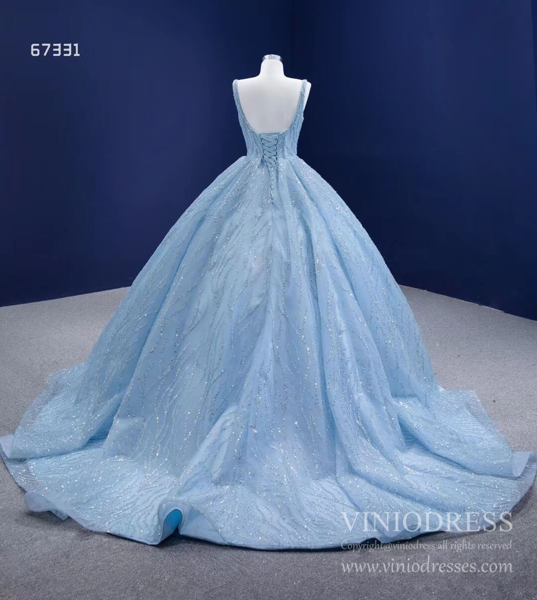 Beaded Light Blue Ball Gown Quince Dress 67331 viniodress-Quinceanera Dresses-Viniodress-Viniodress