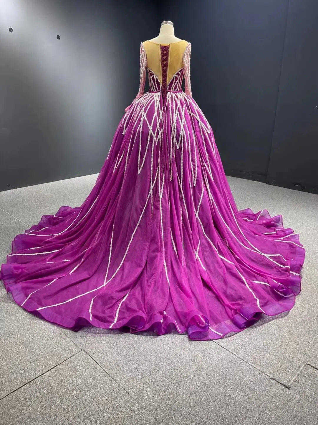 Beaded Magenta Wedding Dress with Detachable Overskirt 67480-prom dresses 2025 -Viniodress-Magenta-Custom Size-