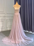 Beaded Mauve Prom Dresses Overskirt Sheath Gold Evening Dress with Slit 20010-prom dresses-Viniodress-Viniodress