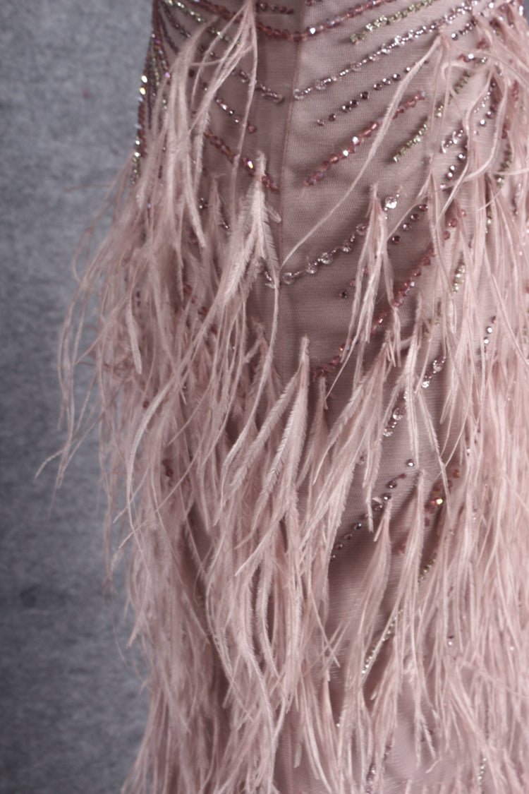 Beaded Mermaid Feather Prom Dresses Beaded 1920s Flapper Dress AD1249-Evening Dresses 2025 -Viniodress-Taupe-US 2-