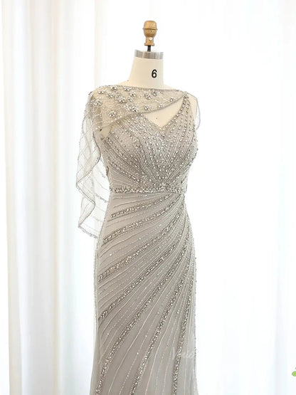 Beaded Mermaid Prom Dress Roaring 20s Formal Dress FD2382-Evening Dresses 2025 -Viniodress-Champagne-US 2-