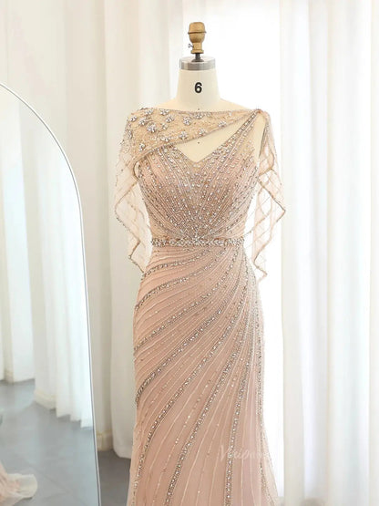 Beaded Mermaid Prom Dress Roaring 20s Formal Dress FD2382-Evening Dresses 2025 -Viniodress-Champagne-US 2-