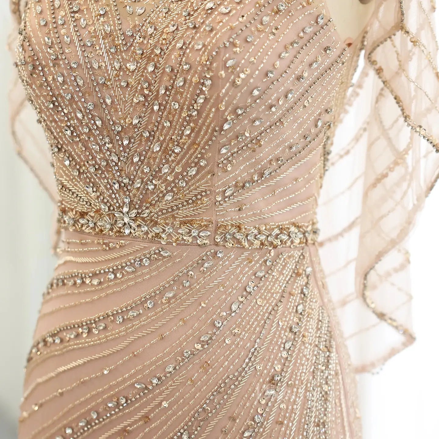 Beaded Mermaid Prom Dress Roaring 20s Formal Dress FD2382-Evening Dresses 2025 -Viniodress-Champagne-US 2-
