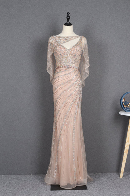 Beaded Mermaid Prom Dress Roaring 20s Formal Dress FD2382-Evening Dresses 2025 -Viniodress-Champagne-US 2-