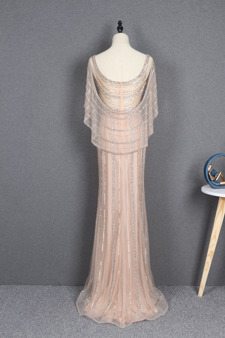 Beaded Mermaid Prom Dress Roaring 20s Formal Dress FD2382-Evening Dresses 2025 -Viniodress-Champagne-US 2-