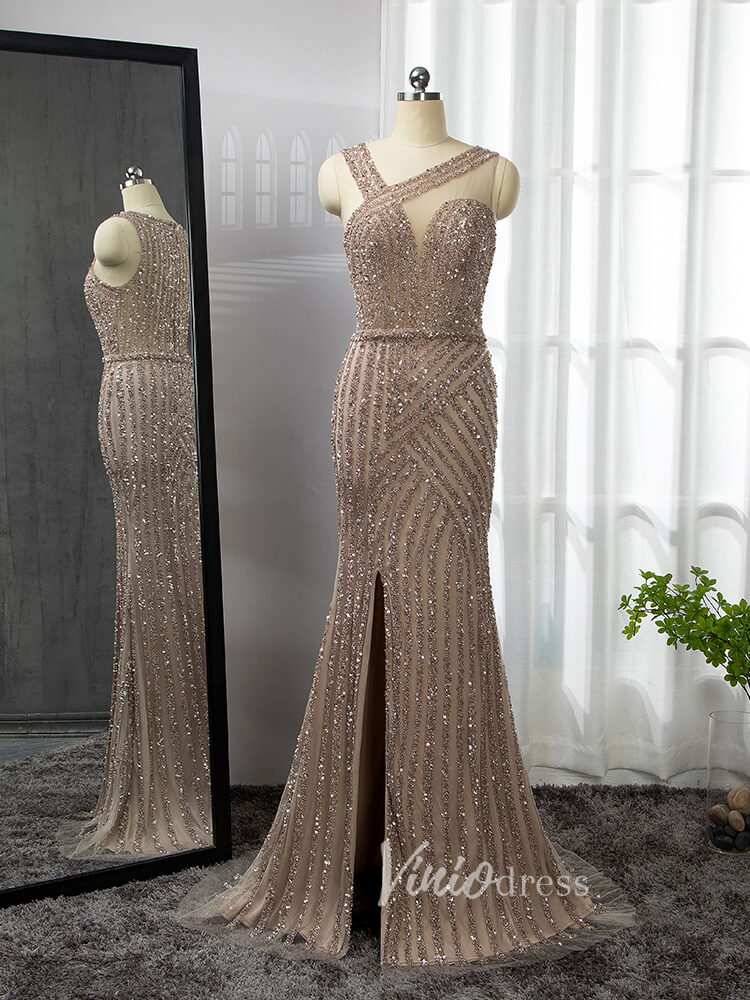 Prom Dress 2025 Beaded Mermaid Prom Dresses with Detachable Cape Evening Dress 20015-unique prom dresses-As Picture-US 2-Viniodress