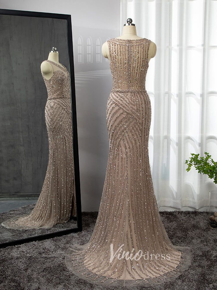 Prom Dress 2025 Beaded Mermaid Prom Dresses with Detachable Cape Evening Dress 20015-unique prom dresses-As Picture-US 2-Viniodress