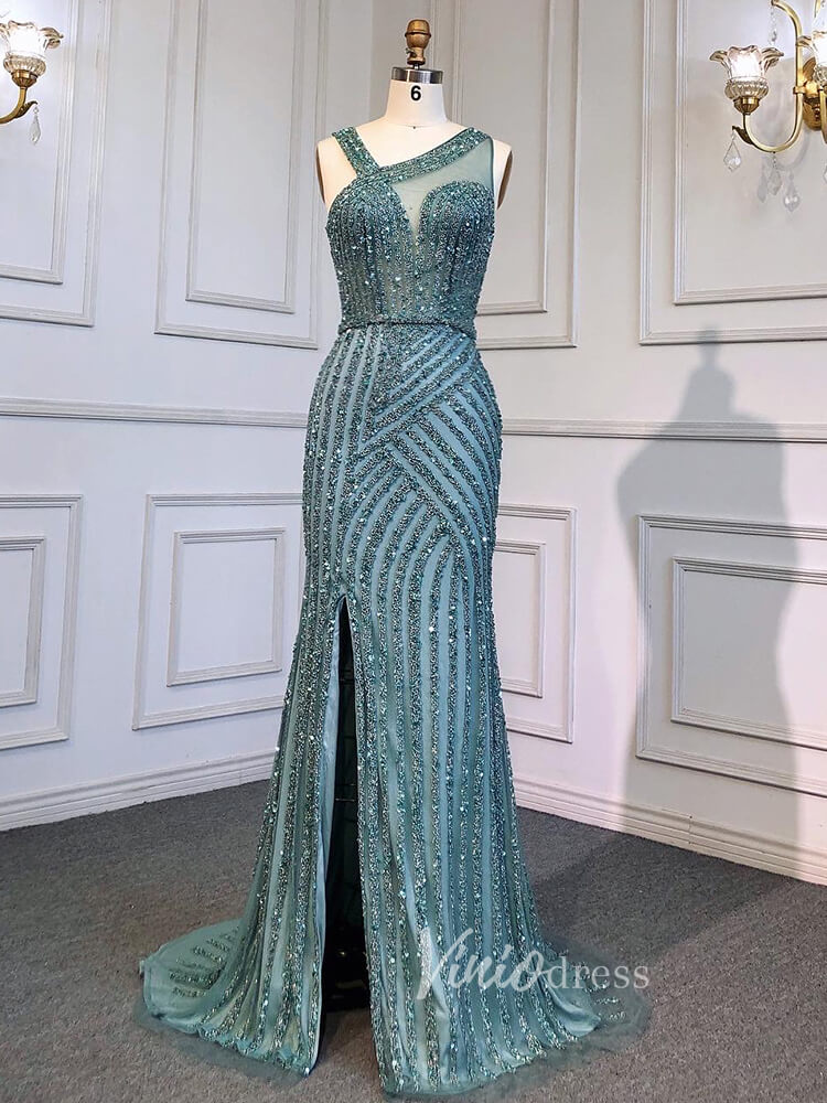 Prom Dress 2025 Beaded Mermaid Prom Dresses with Detachable Cape Evening Dress 20015-unique prom dresses-As Picture-US 2-Viniodress