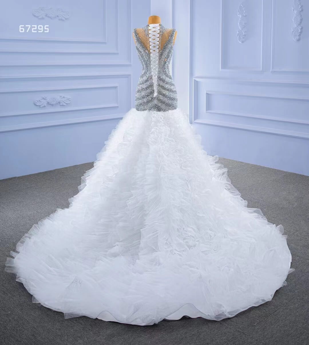 Beaded Mermaid Wedding Dresses High Neck Trumpet Bridal Dress 67295-wedding dresses 2025 -Viniodress-As Picture-Custom Size-