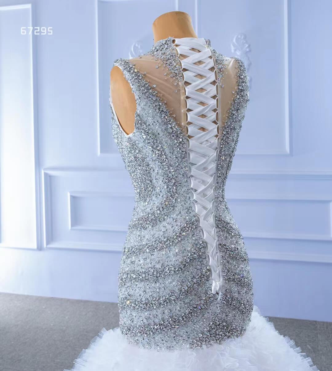 Beaded Mermaid Wedding Dresses High Neck Trumpet Bridal Dress 67295-wedding dresses 2025 -Viniodress-As Picture-Custom Size-