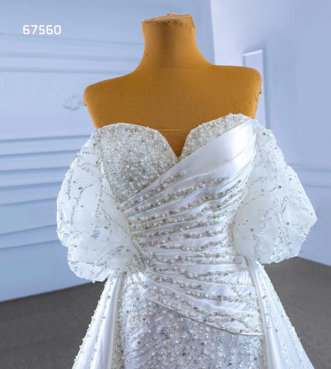 Beaded Modern Wedding Dresses with Detachable Overskirt 67560-wedding dresses 2025 -Viniodress-Ivory-Custom Size-