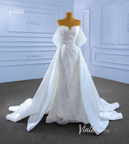 Beaded Modern Wedding Dresses with Detachable Overskirt 67560-wedding dresses 2025 -Viniodress-Ivory-Custom Size-