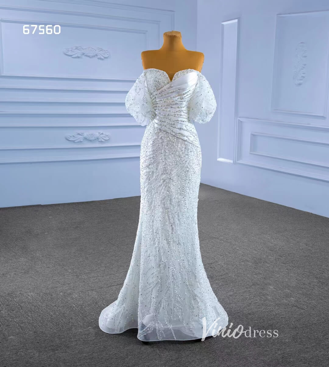 Beaded Modern Wedding Dresses with Detachable Overskirt 67560-wedding dresses 2025 -Viniodress-Ivory-Custom Size-