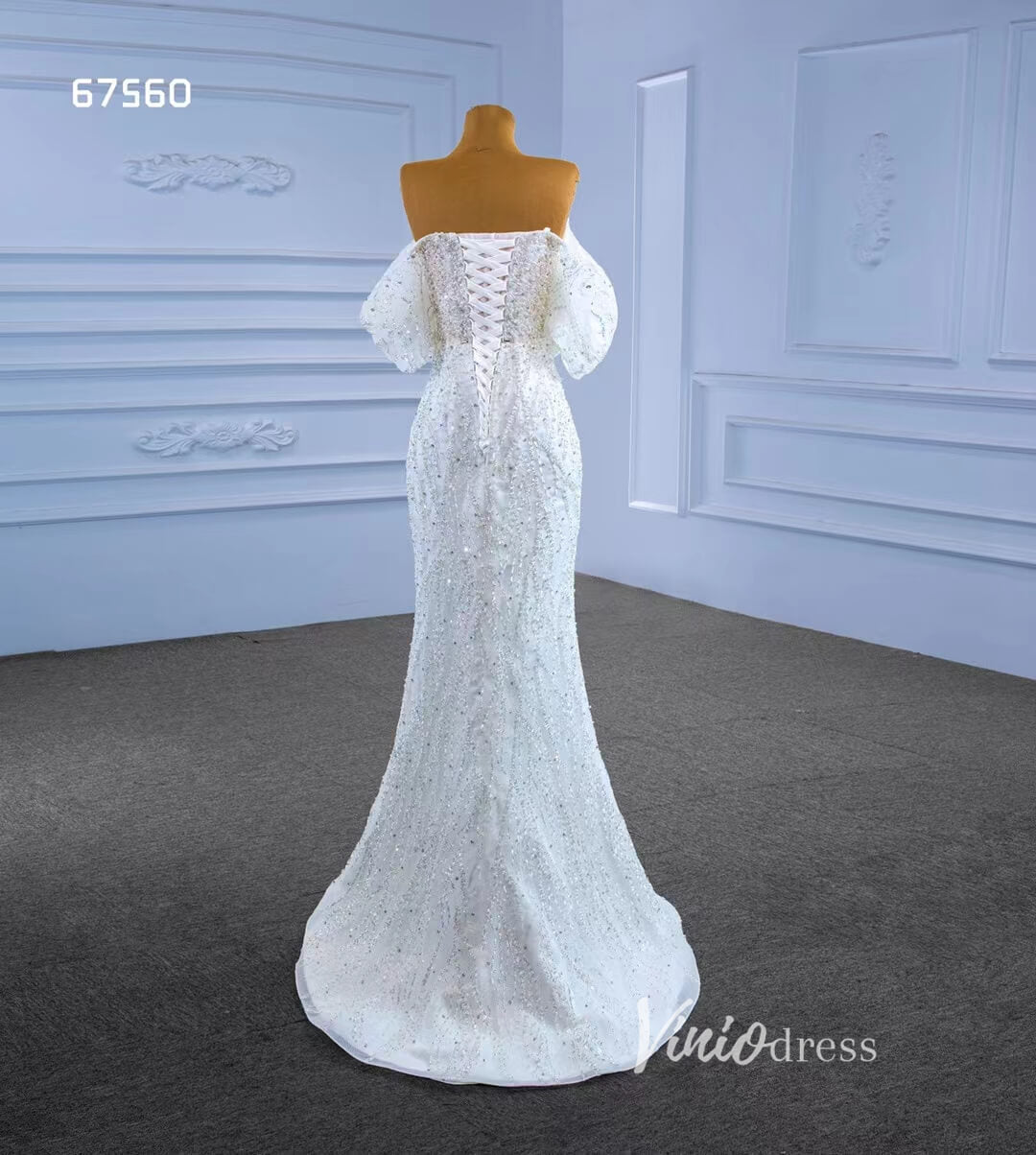 Beaded Modern Wedding Dresses with Detachable Overskirt 67560-wedding dresses 2025 -Viniodress-Ivory-Custom Size-