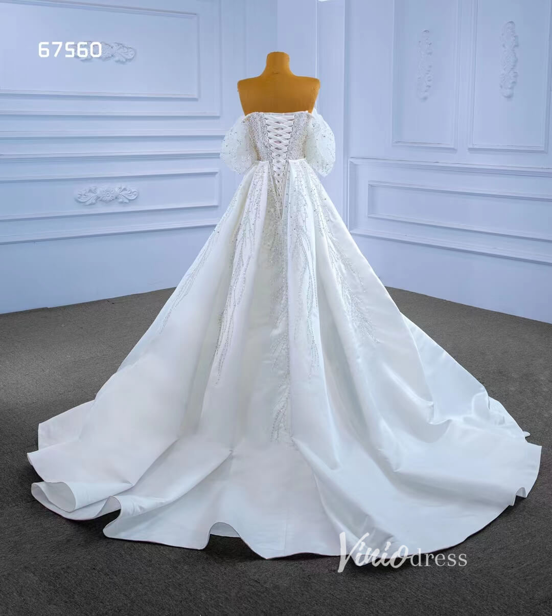 Beaded Modern Wedding Dresses with Detachable Overskirt 67560-wedding dresses 2025 -Viniodress-Ivory-Custom Size-