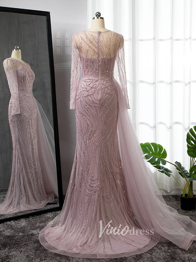 Beaded Mother of the Bride Dresses Long Sleeve Taupe Evening Gowns 200 Viniodress Beaded Mother of the Bride Dresses Long Sleeve Taupe Evening Gowns 200 Viniodress