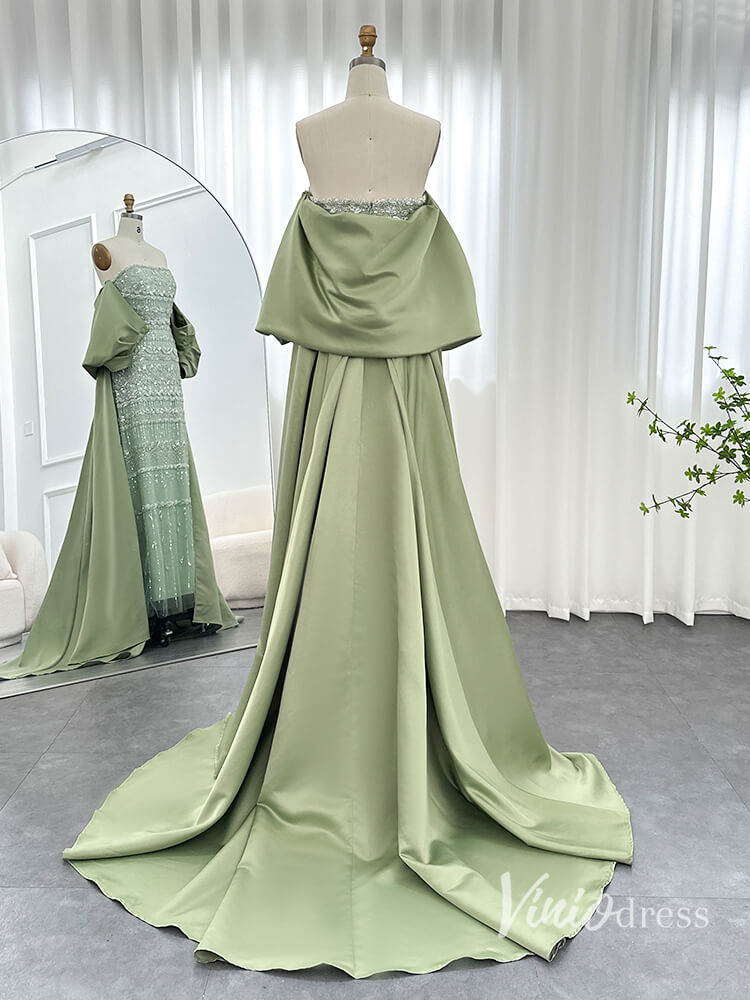 Beaded Off the Shoulder Evening Dresses Satin Train Mother of the Bride Dress AD1153-Evening Dresses 2025 -Viniodress-Magenta-US 2-