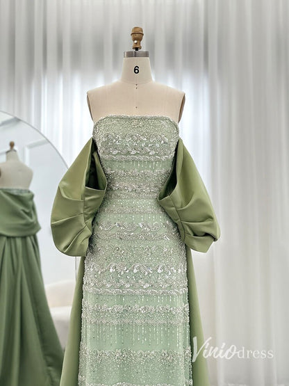 Beaded Off the Shoulder Evening Dresses Satin Train Mother of the Bride Dress AD1153-Evening Dresses 2025 -Viniodress-Magenta-US 2-