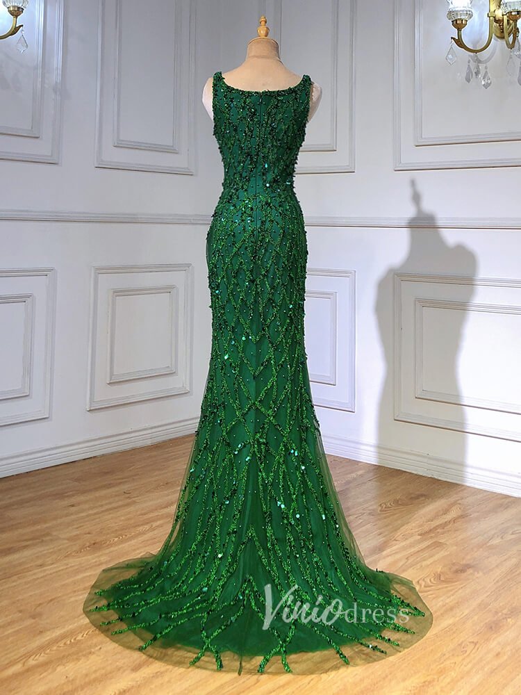 Beaded Overskirt Sheath Evening Dress with Slit 20033-Evening Dresses 2025 -Viniodress-As Picture-US 2-