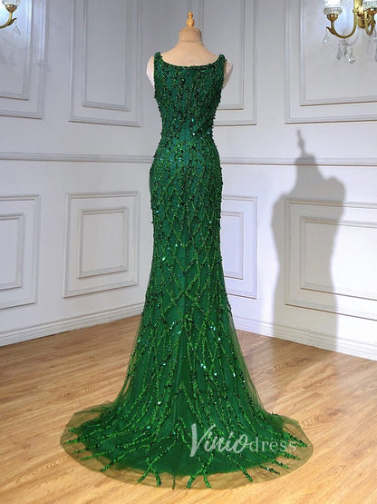 Beaded Overskirt Sheath Evening Dress with Slit 20033-Evening Dresses 2025 -Viniodress-As Picture-US 2-