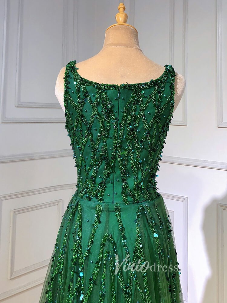 Beaded Overskirt Sheath Evening Dress with Slit 20033-Evening Dresses 2025 -Viniodress-As Picture-US 2-